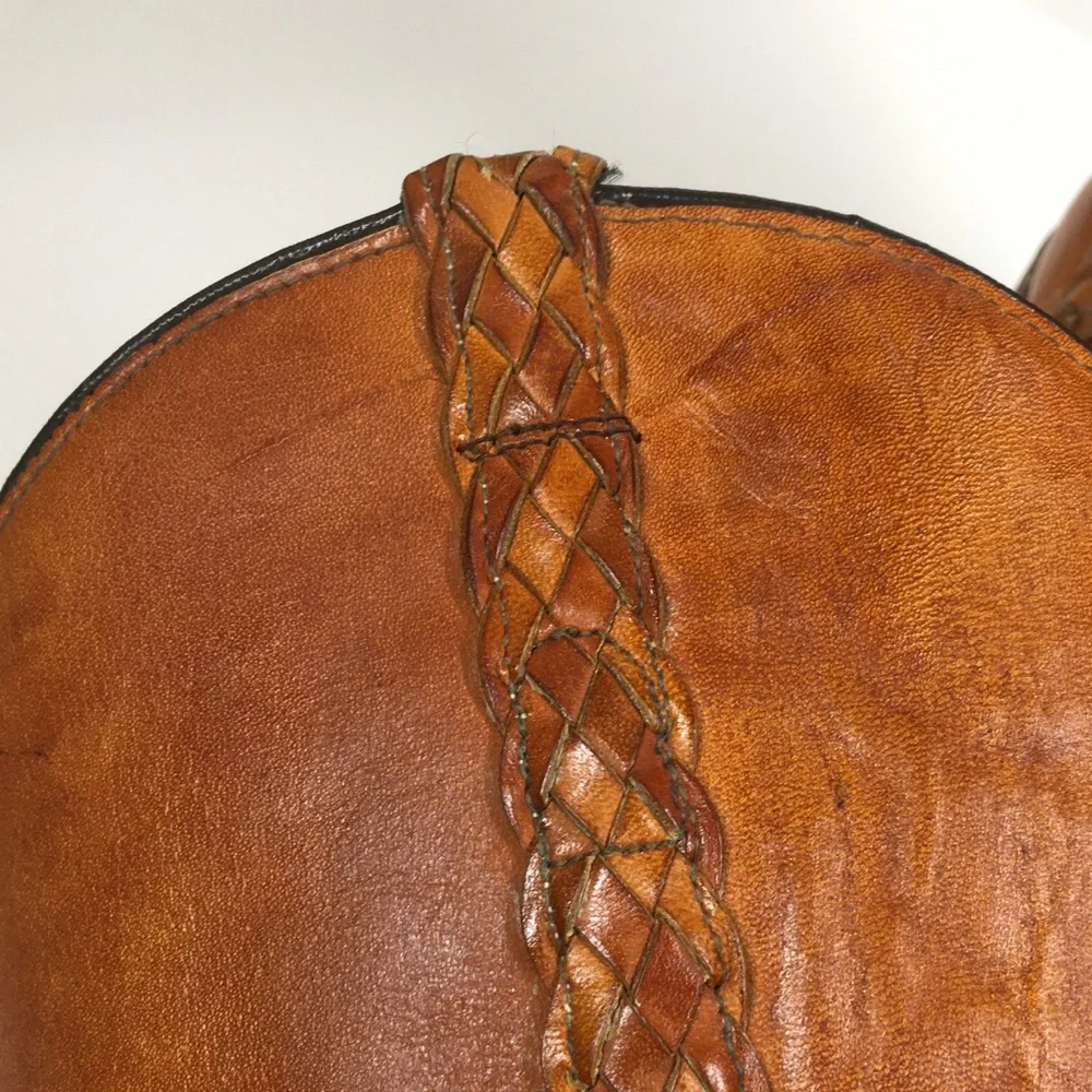 CAPEZIO True Vintage 70’s Yellow Golden Tan Leather Western Boho Tall Boot - Picture 9 of 16